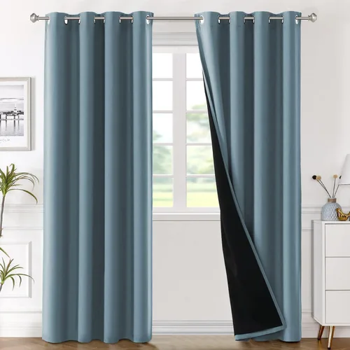 Miniatura 38 de H.VERSAILTEX Paneles de cortina 100% opacas de 45 pulgadas de largo, con aislamiento térmico, cortinas opacas con forro para dormitorio, dos capas