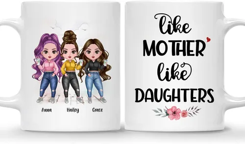 Miniatura 18 de Gossby Taza personalizada para madre y 1 hija, como madre como hija, regalos para madre, mejores tazas de café para madre, taza personalizada