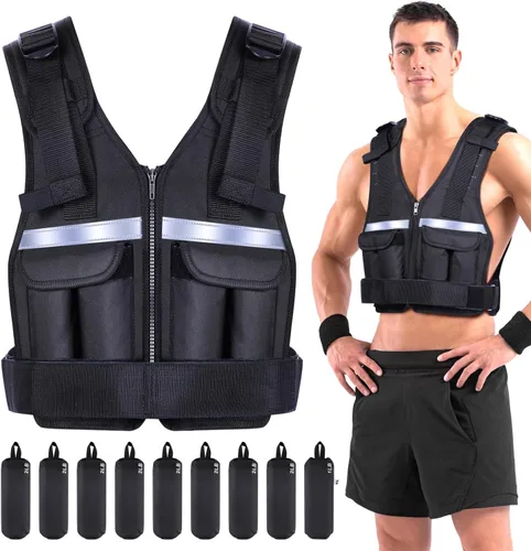 Miniatura 9 de Sportneer Chaleco con Peso Ajustable Pesos: 2-18 lbs/2-40 lbs Chaleco de Peso Lavable para Caminar 16 en 1 Chaleco de Ajuste Rápido para Rucking