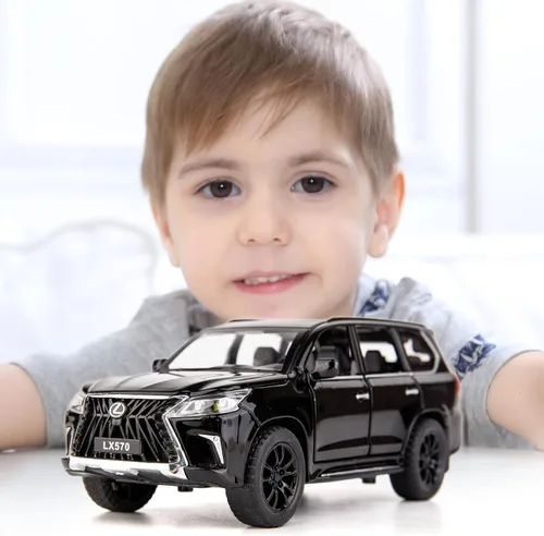 Miniatura 7 de BDTCTK 1/32 Compatible con Lexus LX570 Off-Road en SUV de lujo, auto de juguete de aleación de zinc con sonido y luz para regalo para niños y niñas