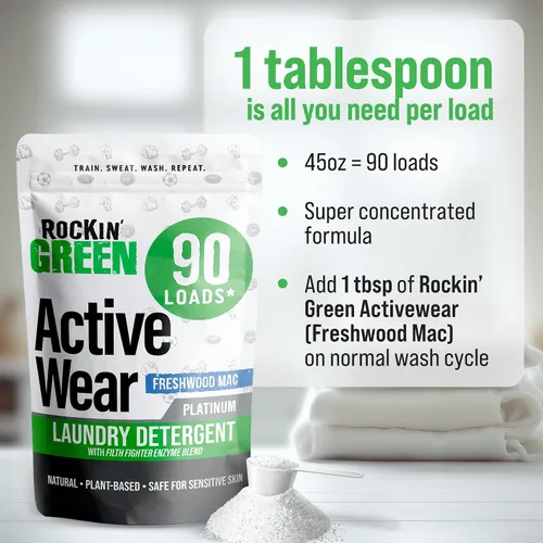 Miniatura 6 de Detergente para ropa Rockin' Green, Detergente en polvo para ropa a base de plantas, Detergente para ropa totalmente natural, Combate el olor vegano