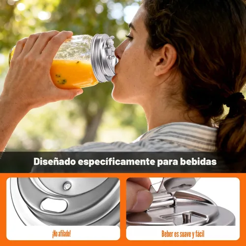 Miniatura 5 de Palksky Tapas para Beber de Frascos Mason, Accesorios de Tapa para Sorber de Frascos Mason de Boca Ancha de Acero Inoxidable, Tapa Abatible