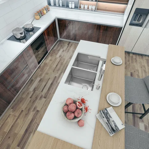 Miniatura 8 de Sinber HU3219D - Fregadero de cocina de 32 x 19 x 10 pulgadas con acabado satinado de acero inoxidable 304 calibre 18 (solo fregadero)