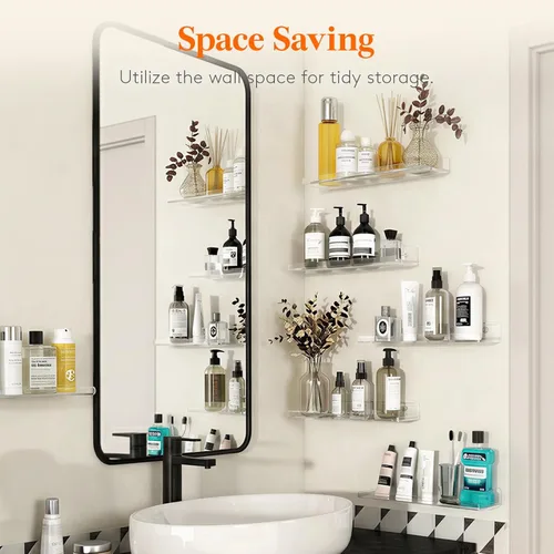 Miniatura 6 de Lifewit Estantes flotantes para pared, paquete de 8 estantes acrílicos transparentes de 15 pulgadas, decoración de habitación
