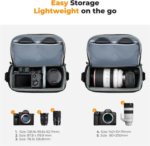 Miniatura 2 de K&F CONCEPT Bolsa bandolera pequeña para cámara DSLR/SLR/SLR/Bolsas de fotografía de hombro compactas para fotógrafos