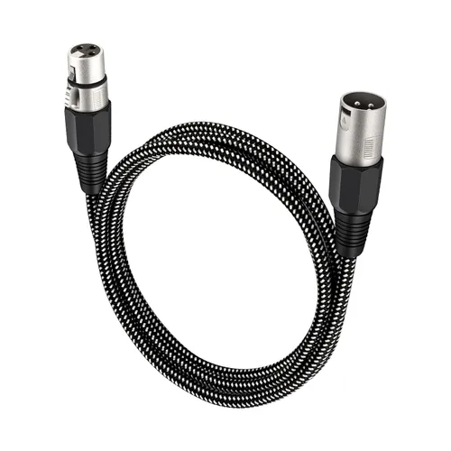 Miniatura 24 de Cable XLR KINXIYU 3 pies, cable de micrófono 3 Pin Nylong trenzado balanceado XLR macho a hembra, cables de parche de micrófono de servicio pesado