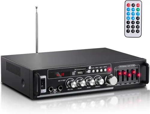 Miniatura 8 de Facmogu AV-111BT Amplificador para el hogar con ecualizador, amplificador de audio EQ de 5 bandas, receptor amplificador de potencia RMS 60Wx2