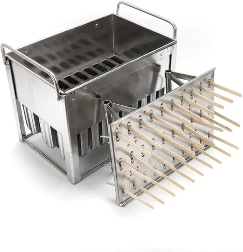 Miniatura 5 de 20 moldes para paletas, kit de soporte de moldes de paletas de hielo de acero inoxidable comercial GDAE10 con 100 palos de bambú reutilizables