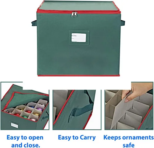 Miniatura 2 de ProPik - Caja de almacenamiento para adornos navideños, con capacidad para 75 esferas, dividida en 3 bandejas con divisores para organizar, hecha