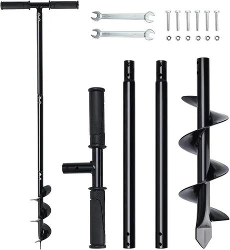 Taladro manual resistente para jardín de 4 x 42 pulgadas, taladro en espiral de mano para excavar plantación de bulbos