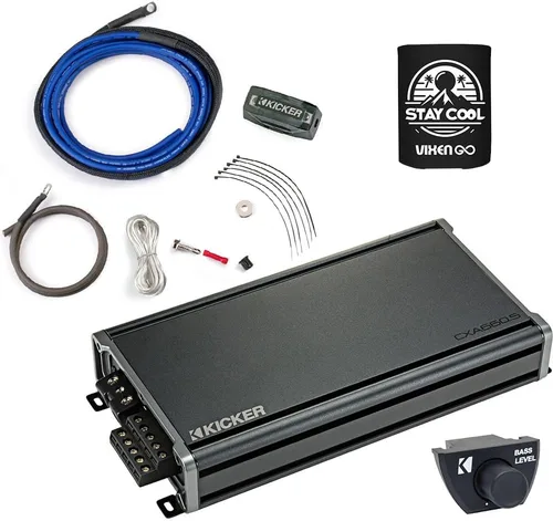 KICKER Kit de amplificador, control remoto y amplificador Paquete de 3 artículos: Amplificador CX de 5 canales de 660 W con control remoto de graves