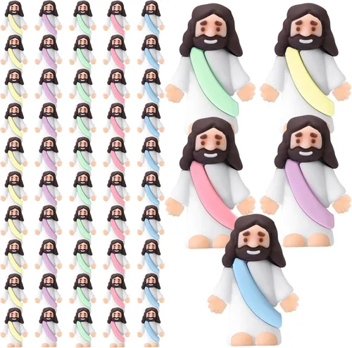 Miniatura 14 de Sumind 50 Piezas Figuras Pequeñas de Jesús de Navidad Mini Figuras de Jesús de Bolsillo a Granel Diseño Original para Navidad Juego de Escondite