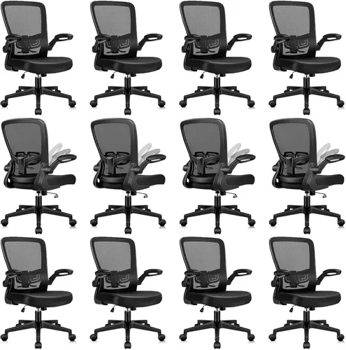 Miniatura 11 de KLASIKA Sillas de escritorio de oficina con ruedas, silla ergonómica de malla con soporte lumbar de altura ajustable, silla giratoria