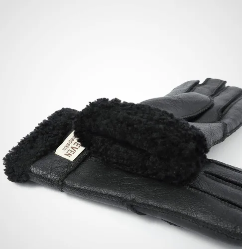 Miniatura 5 de YISEVEN Guantes de piel de oveja de invierno para mujer, puños de lana