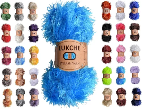 Miniatura 35 de Hilo de Pelo de Pestañas de Diversión de Lana de Felpa Premium 100% Poliéster 164 Yardas (150 Mt), 3.53 Oz (100 Gr) Hilo de Crochet Colorido DIY