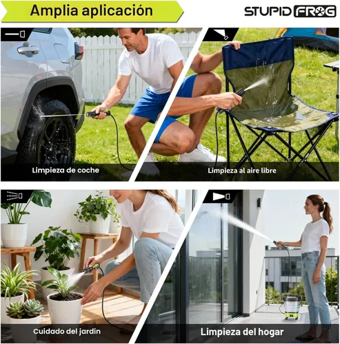 Miniatura 2 de Pulverizador de mano portátil máximo de 72 PSI, rociador de jardín inalámbrico con batería de 2000 mAh, boquilla 4 en 1, cubo plegable de 12 L