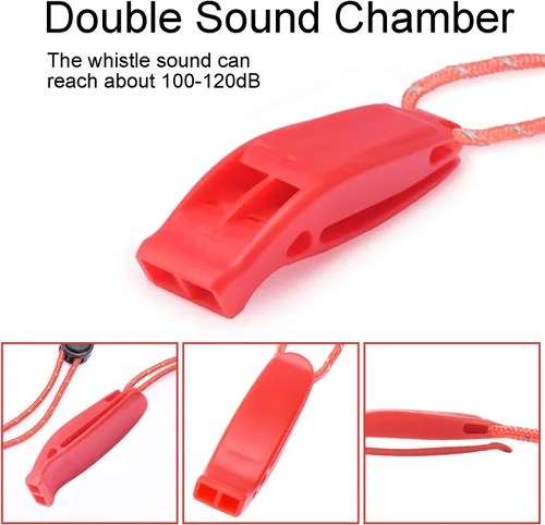 Miniatura 3 de CooBigo 4Pcs Emergency Whistles, Loud Shrill Safety Whistle with Reflective Lanyard for Climbing Hiking Camping Boat Kayak 4 silbato naranja