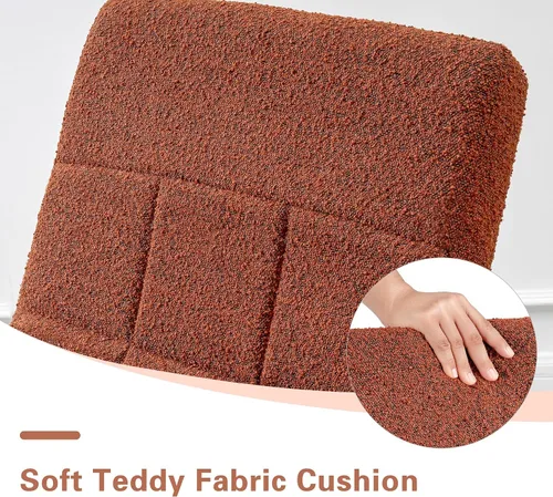 Miniatura 4 de VECELO Mecedora de respaldo alto con reposapiés, mecedora reclinable tapizada de peluche, cómodo sillón acolchado, bolsillos laterales extraíbles
