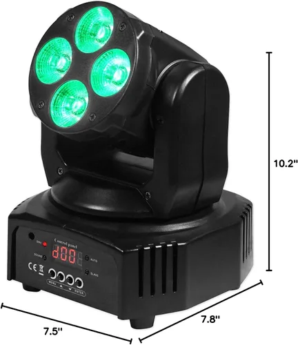 Miniatura 10 de Rockville RockOn-7 - Luz de lavado de cabeza móvil RGBW de 40 W, DMX de 14/16 canales, activada por sonido, control remoto, giro de 540°