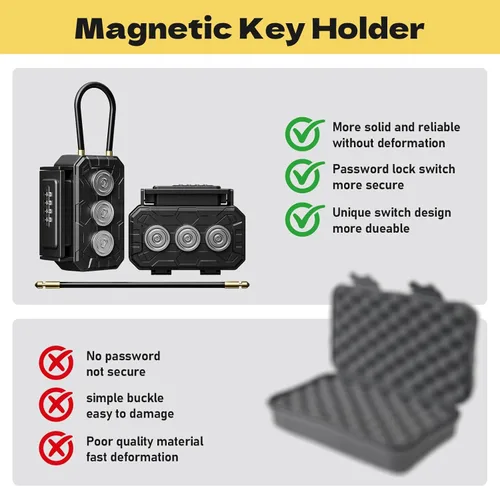 Miniatura 7 de Caja magnética con cerradura de llave, soporte magnético para llaves debajo del automóvil, soporte magnético para llaves ocultas, oculta una llave