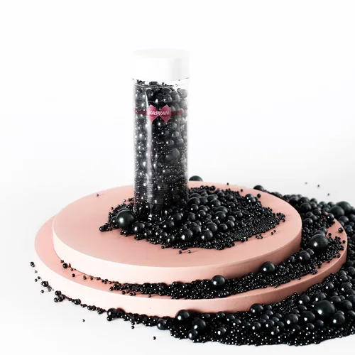 Miniatura 8 de Kasvan Black Pearl - Gránulos de azúcar comestibles – Perlas de caramelo comestibles 4.59 oz/4.58 onzas, tamaño mezclado, decoraciones de pasteles
