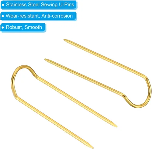 Miniatura 4 de PATIKIL Pasadores de horquilla, 200 pines de acero inoxidable para coser en U de 0.9 pulgadas, pasadores de doble bloqueo para coser joyas, tela