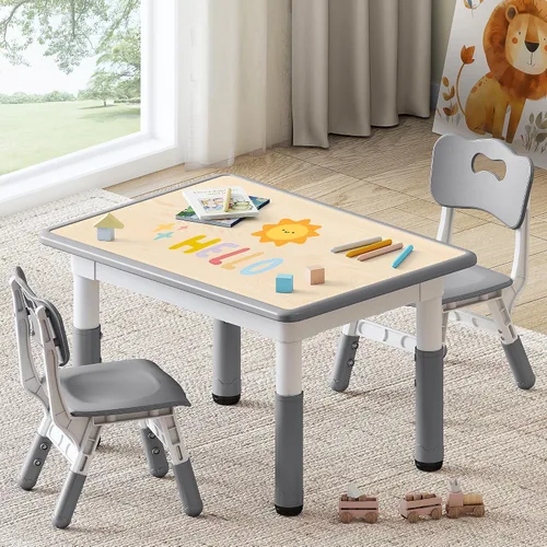 Miniatura 13 de GITAWUSA Juego de mesa y sillas de estudio para niños, juego de mesa y sillas para niños de 3 a 8 años, 31.5 pulgadas de largo x 23.6 pulgadas