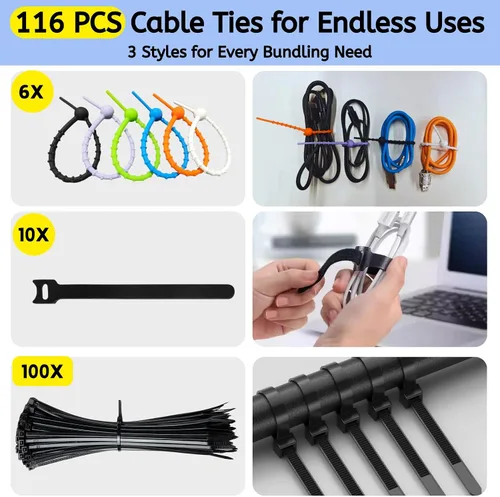 Miniatura 3 de Caja de cables - [142 piezas] Kit de organización de cables, caja ocultadora de cables mediana para ocultar el soporte de la regleta