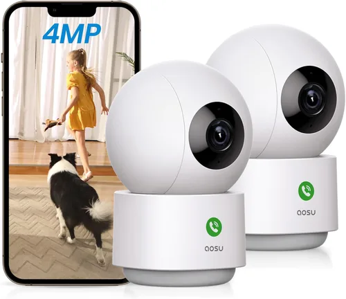 aosu Cámara de Seguridad Interior de 4MP - Monitor de Bebé Cámara para Mascotas 2.5K 360° para Seguridad del Hogar con Router Wi-Fi de 5/2.4 GHz,