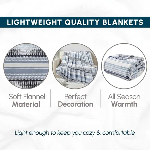 Miniatura 5 de Elegant Comfort Manta de Cama de Vellón de Franela con Estampado Ultra Suave, Colcha Cubrecama Ligera Acogedora y Suave, Manta Decorativa para Todas