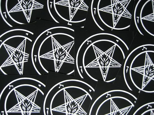 Lote de 5 calcomanías de pentagrama – Baphomet Demoníaco Dragón Demoníaco Malvado Cabra Cráneo Cabeza de Cabra Gótico Metal Oculto Punk Satanás