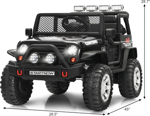Miniatura 6 de Costzon - Camioneta de paseo para niños de 2 plazas, vehículo eléctrico con batería de 12 V con control remoto, 2 velocidades, suspensión