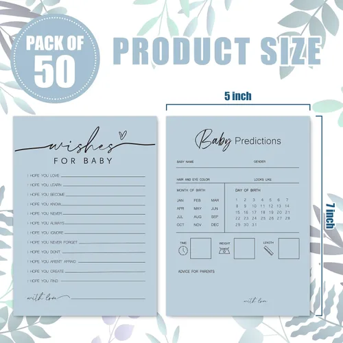 Miniatura 2 de Whaline 50 hojas de predicciones y consejos para baby shower, tarjetas de actividades para juegos de fiesta, nuevo libro de consejos para padres