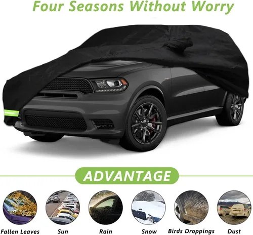 Miniatura 3 de Funda impermeable de automóvil para Dodge Durango 2011-2026, funda 190T, ajuste personalizado, correa 100% impermeable a prueba de viento