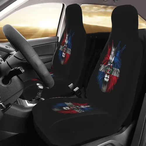 Miniatura 3 de República Dominicana 2 fundas para asientos delanteros de automóvil, fundas universales para asientos delanteros, juego completo de 2 piezas, se