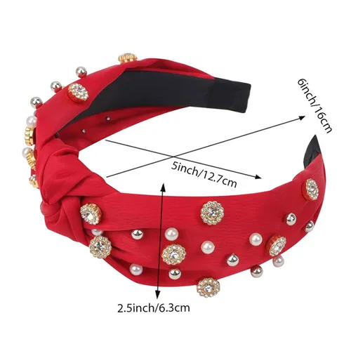 Miniatura 2 de Diademas anudadas de cristal con diamantes de imitación para accesorios para el cabello, mujeres, niñas, adolescentes y bebés (azul marino)
