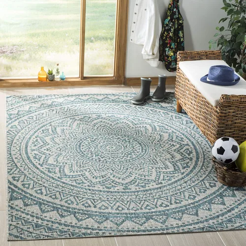 Miniatura 151 de SAFAVIEH Alfombra lavable para exteriores, colección Courtyard - Pasillo de 2.3 x 8 pies, color beige claro y marrón claro, no desprende pelusa