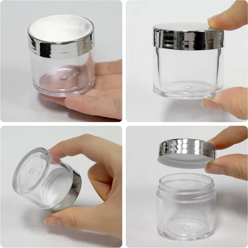 Miniatura 3 de Beauticom 12 recipientes transparentes redondos de acrílico de 1 onza con tapa superior plana, para cremas, lociones, maquillajes, cosméticos