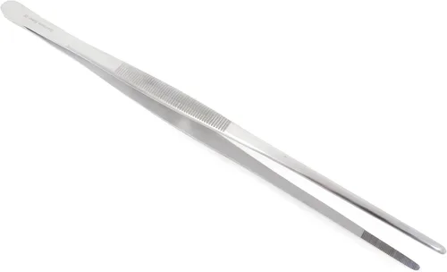 Miniatura 9 de Pinzas de precisión profesionales de acero inoxidable culinario con puntas dentadas, pinzas para servir con detalles de presentación de alimentos