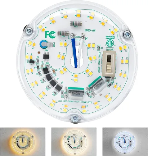 Miniatura 8 de Kit de Retrofit de Luz LED para Ventilador de Techo, 4 Pulgadas, Kit de Repuesto de Luz de Techo Motor PCB de Panel, 18W, 3CCT 3000K-4000K-5000K