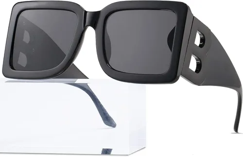 Miniatura 51 de PORADAY Gafas de sol cuadradas grandes de moda para mujeres y hombres, marco grueso negro de lujo, gafas de sol modernas con montura grande