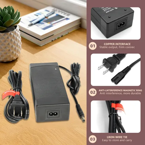 Miniatura 4 de Cargador de scooter eléctrico Ebike de 54.6 V 2 A para batería de litio de 48 V, 5 enchufes adaptadores, cargador de repuesto rápido compatible