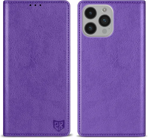 Miniatura 36 de ZZXX Funda tipo cartera para iPhone 14 con bloqueo RFID, soporte de ranura para tarjetas, funda protectora de cuero magnético fuerte plegable