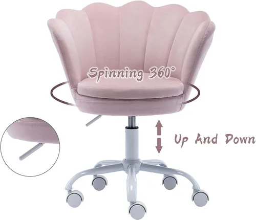 Miniatura 4 de chairus Bonita silla de escritorio para niños, de terciopelo, para sala de estar, silla tapizada para adolescentes con respaldo de concha, silla