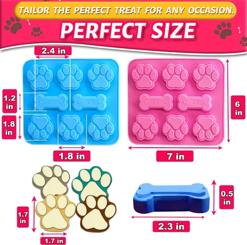 Miniatura 6 de 3 moldes de silicona de pata de cachorro y hueso, molde antiadherente para dulces, moldes reutilizables para cubitos de hielo para perros 3 moldes