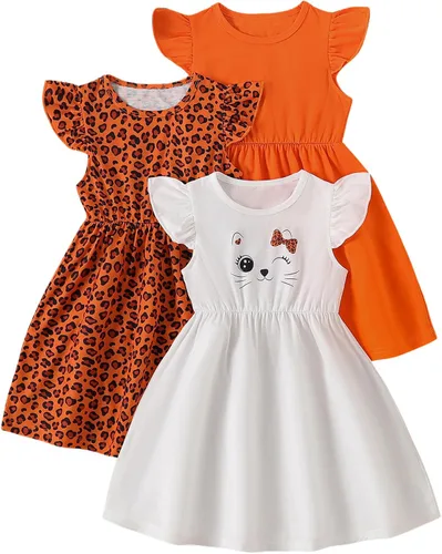 Miniatura 11 de Vestidos para niñas Vestidos para niñas pequeñas Paquete de 3 Vestido casual de fiesta con estampado patinador acampanado tipo A Vestido de verano