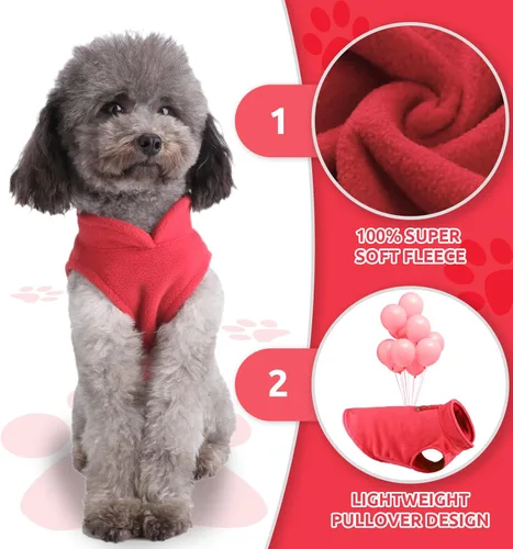 Miniatura 7 de PETCARE Suéter para Perro Pequeño Chaleco de Vellón para Gato Chaqueta Suave para Perro con Anilla en O para Correa Abrigo Cálido de Invierno