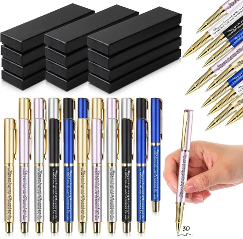 Miniatura 13 de PerKoop Juego de 30 Bolígrafos de Agradecimiento para Apreciación de Empleados con Citas Inspiradoras Grabadas con Caja para Acción de Gracias