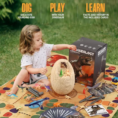 Miniatura 4 de Kit de excavación de huevos de dinosaurio jumbo, juguetes de dinosaurio para niños de 5 a 7 años, huevos de dinosaurio con 12 dinosaurios