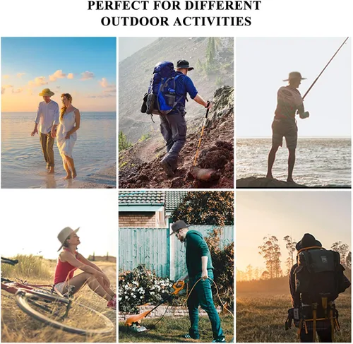 Miniatura 6 de Surblue Sombrero de sol de pesca de ala ancha para hombres y mujeres, protección solar a caqui